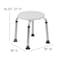 Flash Furniture 9-1/2" L, Aluminum, White Bath & Shower Stool DC-HY3400L-WH-GG - alternate 4